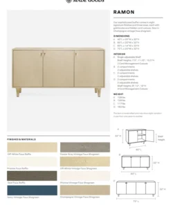 Made Goods New Arrivals Ramon 4 Door Buffet Pristine Faux Raffia 7 Made Goods New Arrivals Ramon 4 Door Buffet Pristine Faux Raffia