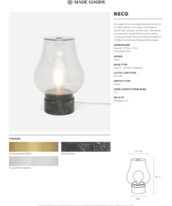 Made Goods Reco Bookcase Lamp Set Black Marble