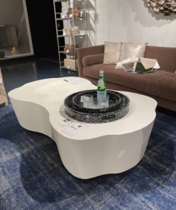 Made Goods Rockwell Coffee Table Large White Faux Belgian Linen New Arrivals