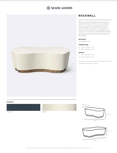 Made Goods Rockwell Coffee Table Small White Faux Belgian Linen 6 Made Goods Rockwell Coffee Table Small White Faux Belgian Linen