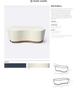 Made Goods Rockwell Coffee Table Large White Faux Belgian Linen New Arrivals