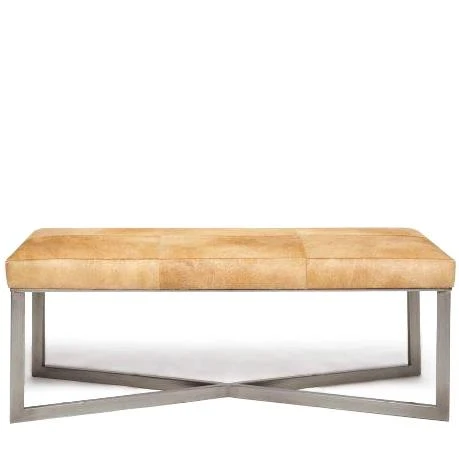 Made Goods Roger Double Bench Beige Hide With Silver Metal Base New Arrivals 4 Made Goods Roger Double Bench Beige Hide With Silver Metal Base New Arrivals