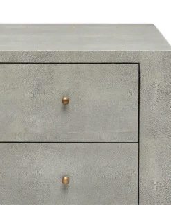 Made Goods Sorin 3 Drawer Double Nightstand Castor Gray Faux Shagreen New Arrivals