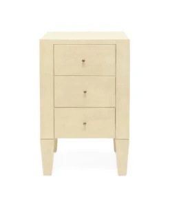 Made Goods Sorin 3 Drawer Single Nightstand Off White Faux Shagreen