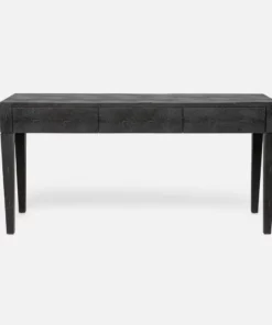 Made Goods Sorin 3 Drawer Desk Black Faux Shagreen