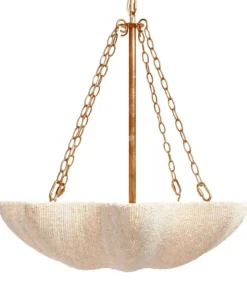 Made Goods New Arrivals Tabitha Chandelier Natural Coco Beads And Gold Metal