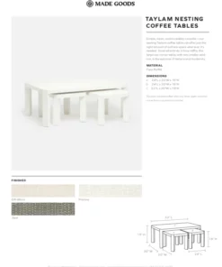 Made Goods Taylam Nesting Coffee Tables Large Off White Faux Raffia