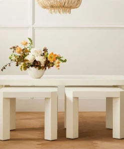 Made Goods Taylam Nesting Coffee Tables Large Off White Faux Raffia