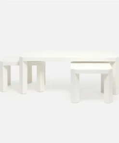 Made Goods Taylam Nesting Coffee Tables Large Pristine Faux Raffia