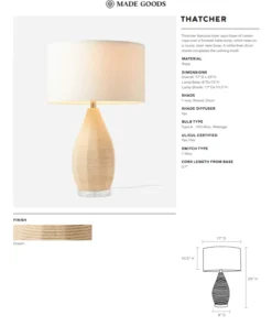 Made Goods Thatcher Table Lamp Cream Rope New Arrivals 15 Made Goods Thatcher Table Lamp Cream Rope New Arrivals