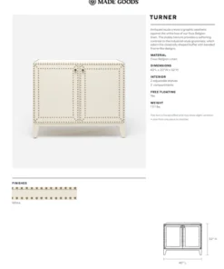 Made Goods Turner 2 Door Buffet White Linen 11 Made Goods Turner 2 Door Buffet White Linen