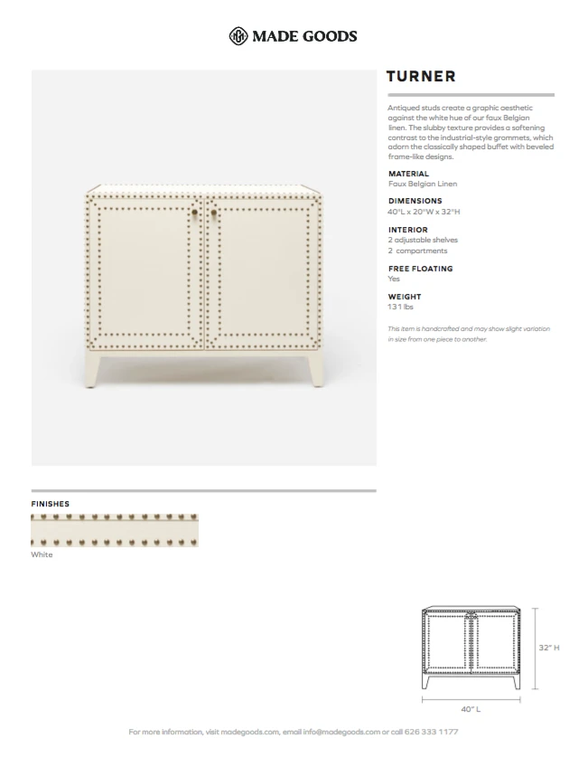 Made Goods Turner 2 Door Buffet White Linen 7 Made Goods Turner 2 Door Buffet White Linen