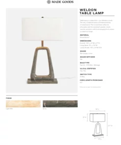 Made Goods Weldon Table Lamp Gray Stone New Arrivals