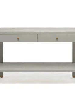Made Goods Jarin Console Light Gray Faux Belgian Linen New Arrivals