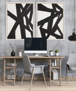 Natural Curiosities New Arrivals Black And White Abstract Painting 2 Framed Artwork