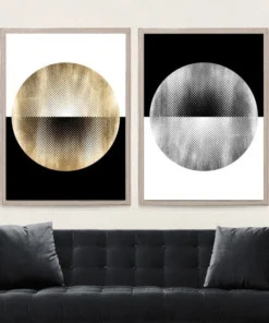 Natural Curiosities Halftone Circles Gold Framed Artwork