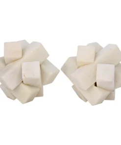 Noir New Arrivals Cube Puzzle Object Set Of Two White Stone