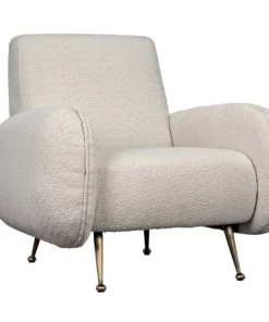 Noir New Arrivals Hera Chair Teddy Ivory Fabric