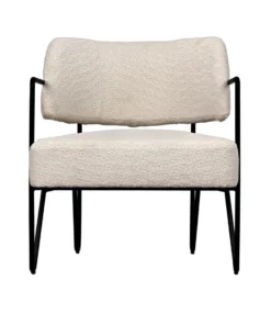 Noir Zeus Chair Metal And Teddy Ivory Fabric