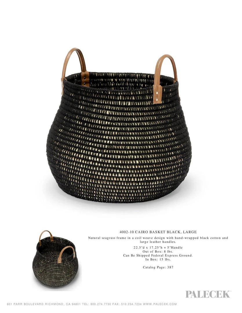Palecek Cairo Basket Black Two Sizes New Arrivals 8 Palecek Cairo Basket Black Two Sizes New Arrivals