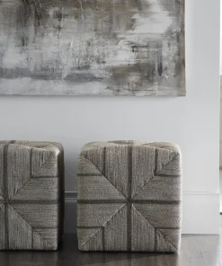 Palecek Fritz Rope Square Ottoman White Fog New Arrivals