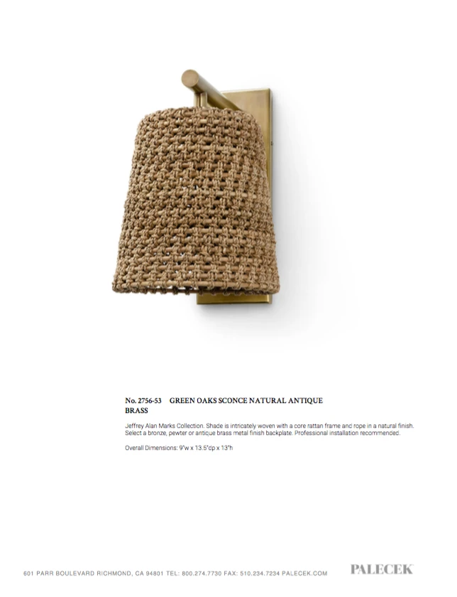 Palecek Green Oaks Sconce Natural And Antique Brass New Arrivals 4 Palecek Green Oaks Sconce Natural And Antique Brass New Arrivals