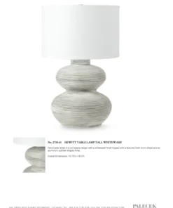 Palecek Hewitt Table Lamp Tall Whitewash New Arrivals