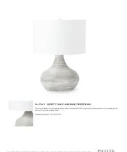 Palecek New Arrivals Hewitt Table Lamp Short Whitewash