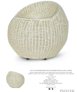 Palecek New Arrivals Outdoor Open Weave Wicker Swivel Stool White
