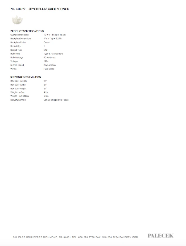 Palecek New Arrivals Seychelles Coco Sconce 8 Palecek New Arrivals Seychelles Coco Sconce