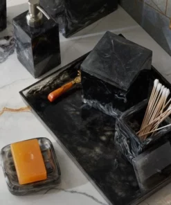 Pigeon And Poodle Abiko Tray Set Obsidian Resin New Arrivals