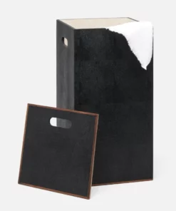 Pigeon And Poodle Northwich Rectangular Hamper Black Faux Shagreen