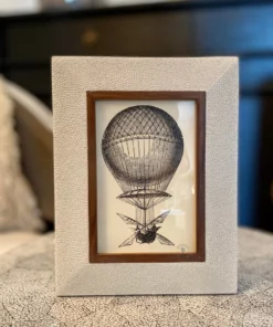 Pigeon And Poodle New Arrivals Oxford Frame Blanc Faux Shagreen