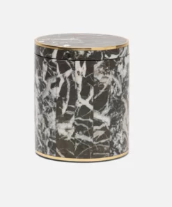 Pigeon And Poodle Rhodes Canister Nero Marble And Brass Metal New Arrivals