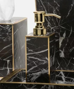 Pigeon And Poodle Rhodes Soap Pump Nero Marble And Brass Metal New Arrivals