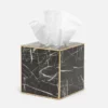 Pigeon And Poodle New Arrivals Rhodes Tissue Box Nero Marble And Brass Metal