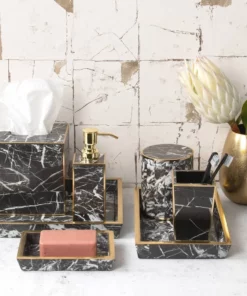 Pigeon And Poodle New Arrivals Rhodes Medium Tray Nero Marble