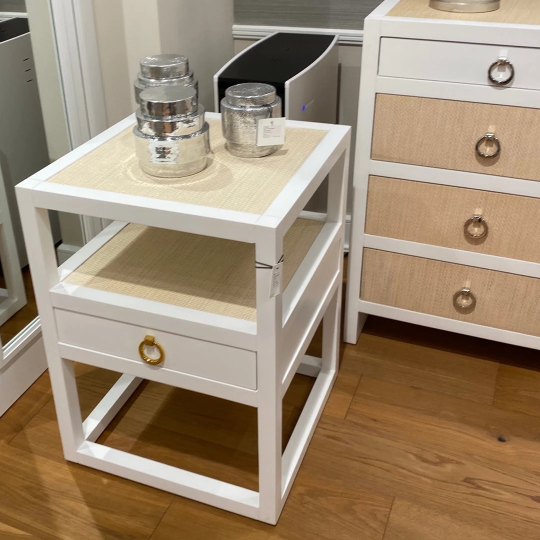 Bungalow 5 Polo 1 Drawer Side Table Grasscloth And White Lacquer New Arrivals 4 Bungalow 5 Polo 1 Drawer Side Table Grasscloth And White Lacquer New Arrivals