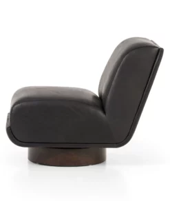Four Hands Bronwyn Swivel Heirloom Black Leather