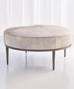 Studio A New Arrivals Urban Ottoman Grey Hair On Hide Antique Gunmetal