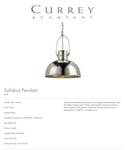 Currey And Company Syllabus Pendant New Arrivals