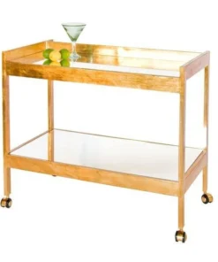 Worlds Away New Arrivals Roland Bar Cart Gold Leaf