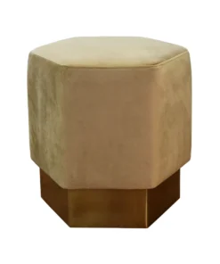 Worlds Away Asher Stool Brushed Brass Camel Velvet New Arrivals
