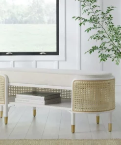 Worlds Away Beale Bench White