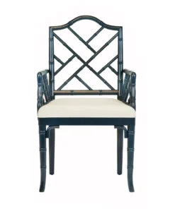 Worlds Away Bristol Arm Chair Navy Lacquer New Arrivals