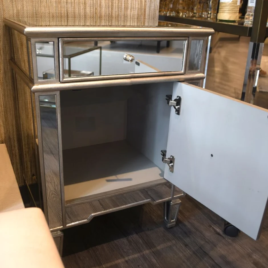 Worlds Away Claudette Mirrored Nightstand Silver Leaf New Arrivals 8 Worlds Away Claudette Mirrored Nightstand Silver Leaf New Arrivals