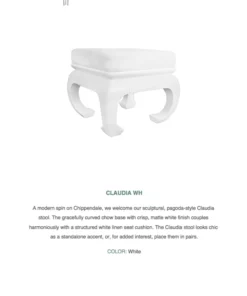 Worlds Away Claudia Stool White