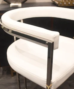 Worlds Away Donovan Bar Stool White Vinyl And Nickel