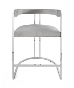 Worlds Away New Arrivals Cromwell Counter Stool Grey Velvet And Nickel