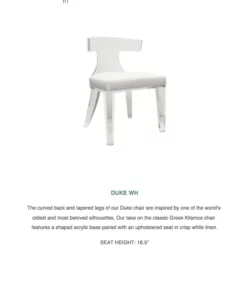 Worlds Away Duke Chair White